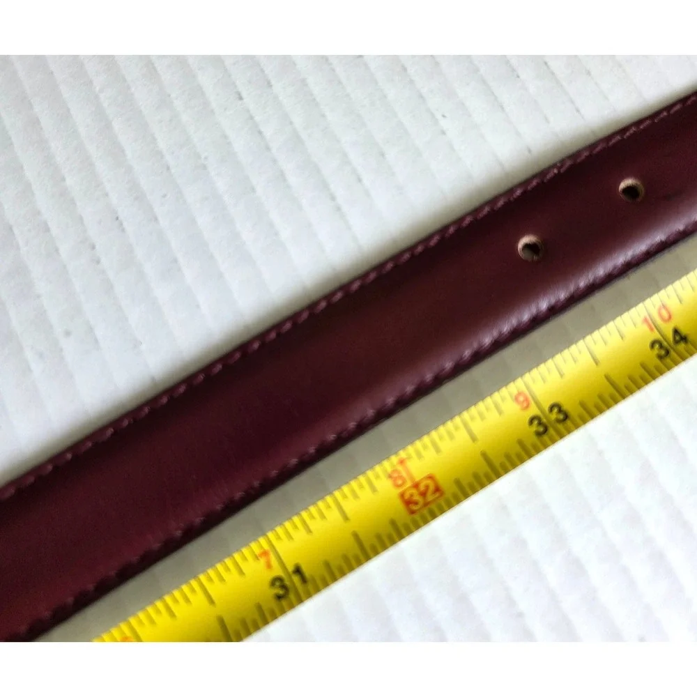 USA Genuine Leather Classic Dress Belt Wine Burgundy Red Gold Buckle 1X 36-39